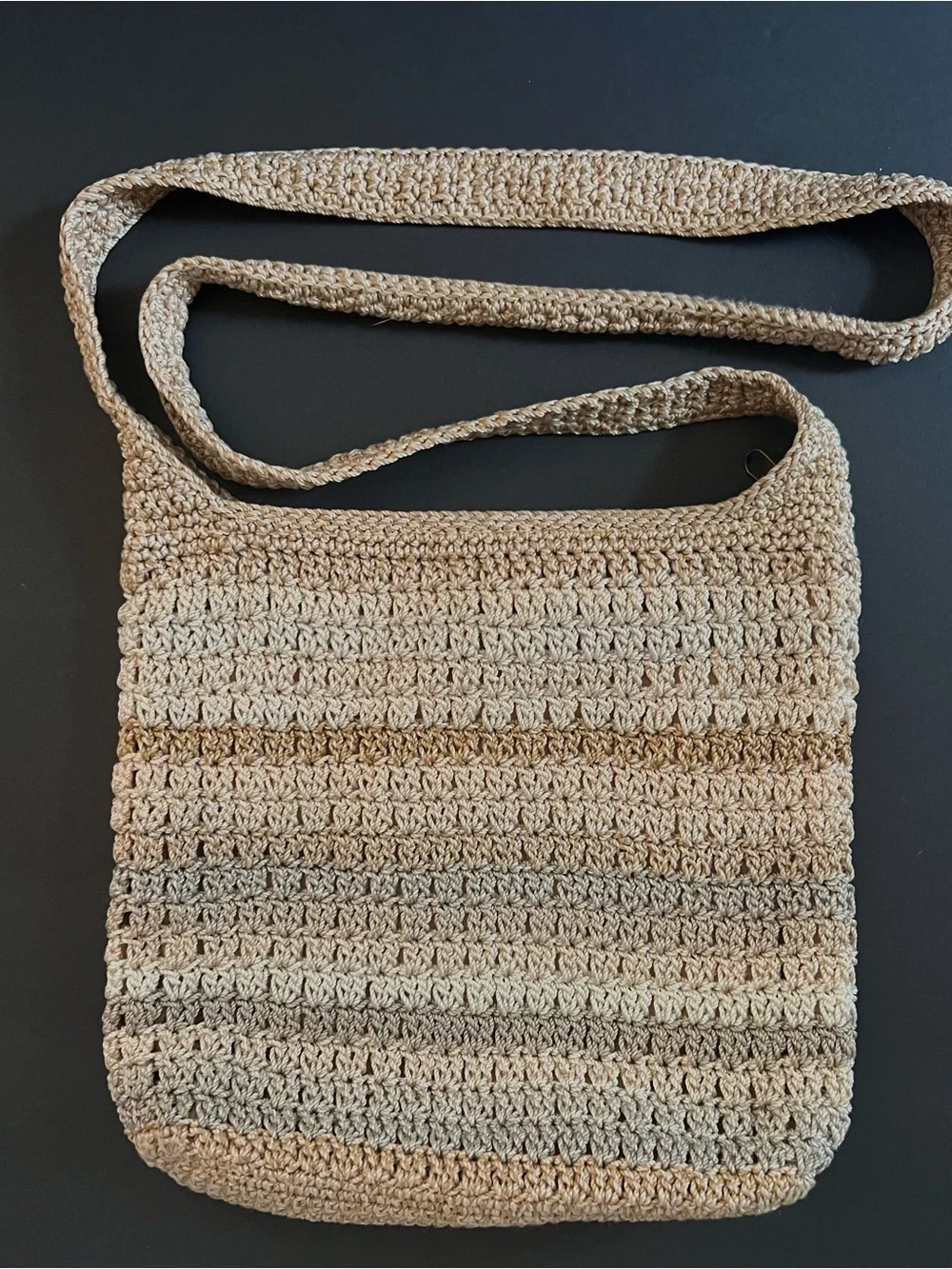 The Sak Neutral StripesCrochet Crossbody Bag